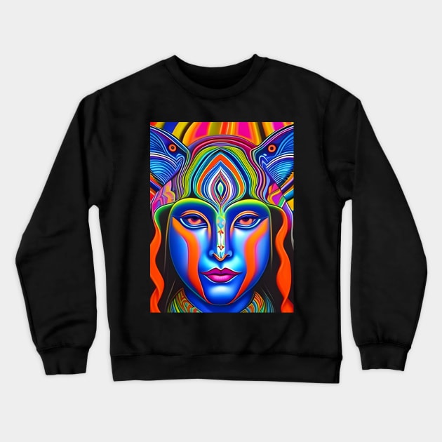 Catgirl DMTfied (15) - Trippy Psychedelic Art Crewneck Sweatshirt by TheThirdEye